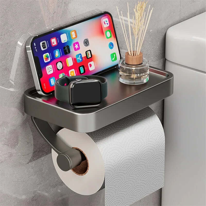 Edelstahl Toilettenpapierhalter mit Ablage
