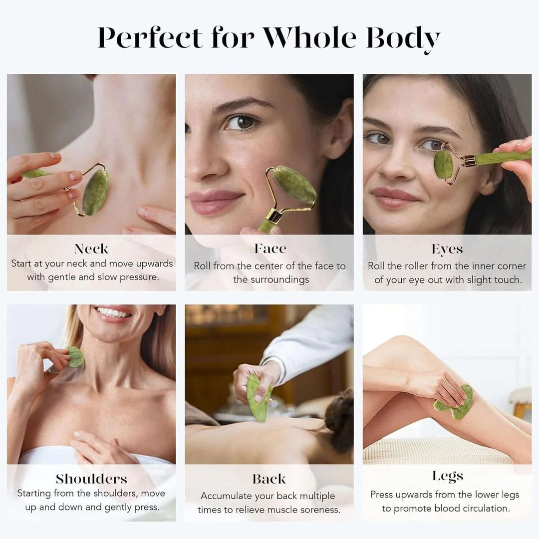 Gesichtsroller & Gua Sha Set - Für strahlende Haut