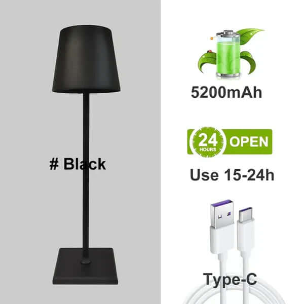Dimmbare LED Tischlampe, Alu, Akku, Touch