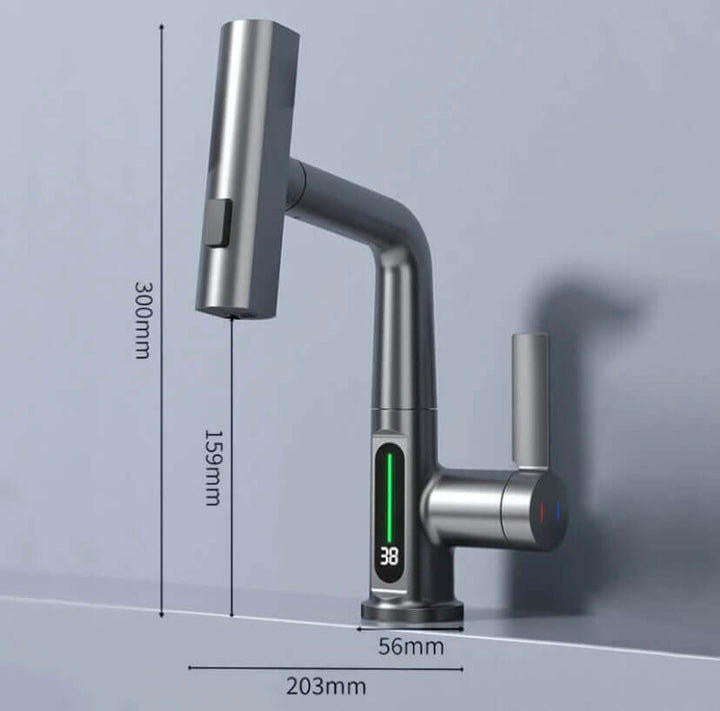 Flexibler Küchenarmatur mit LED, 360° drehbar