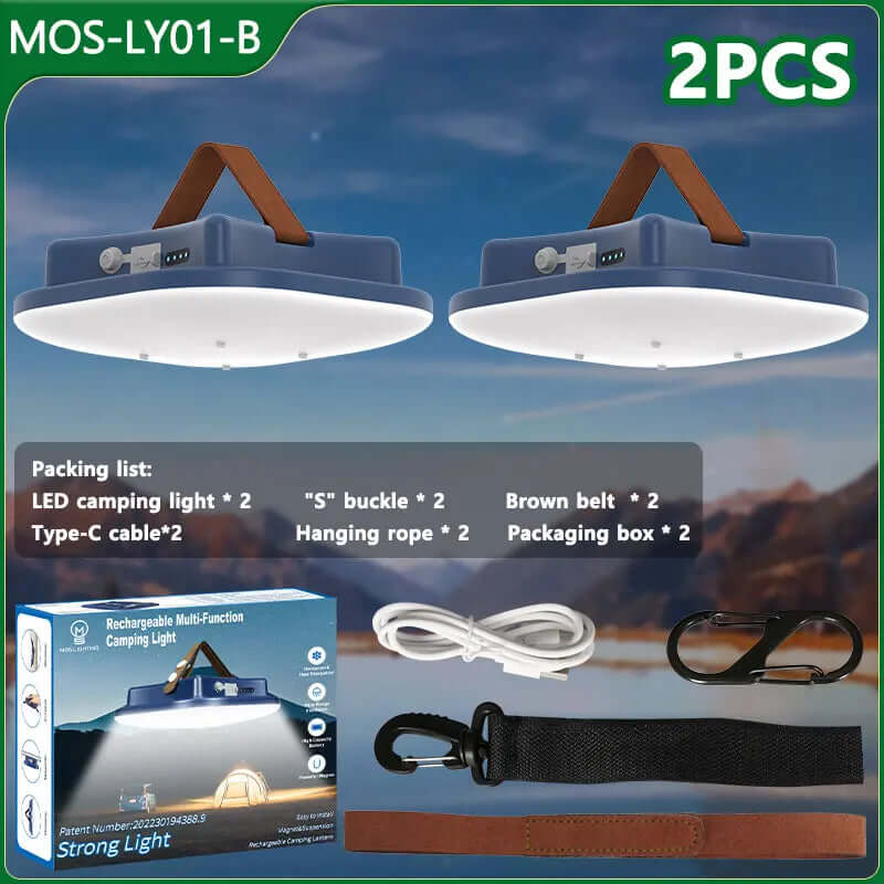 80W LED Solar Campinglampe mit Magnet & Zoom