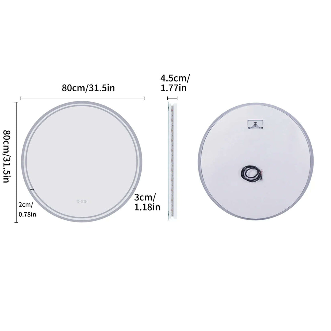 Runder LED Badspiegel mit Touchscreen - Antibeschlag