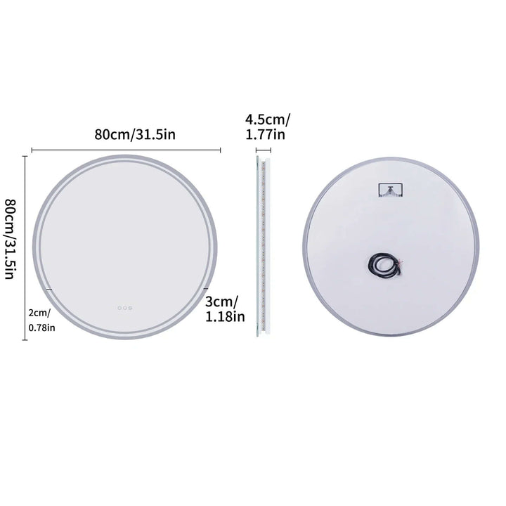 Runder LED Badspiegel mit Touchscreen - Antibeschlag