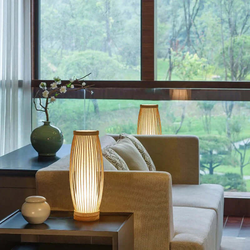 Japanische Tischlampe Bambus Zen Dekor