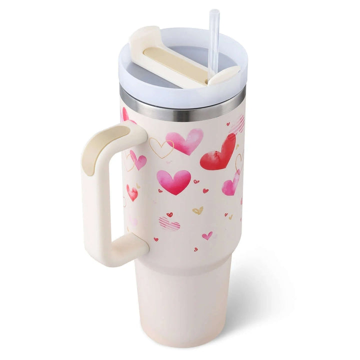 Isolierbecher mit Griff & Strohhalm - Kaffeebecher & Wasserflasche