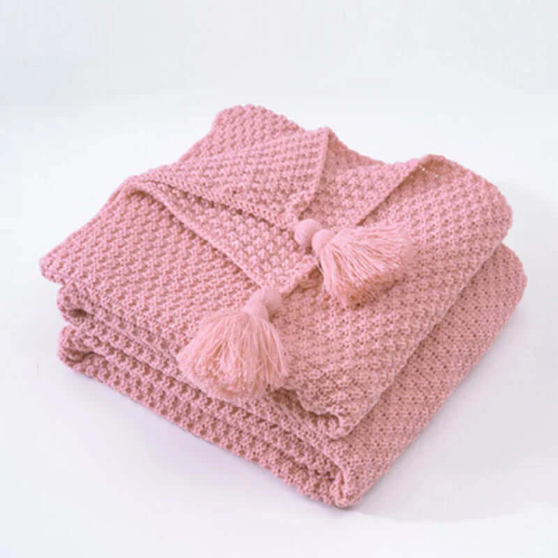 Couverture tricotée douillette à franges - couverture en laine douce