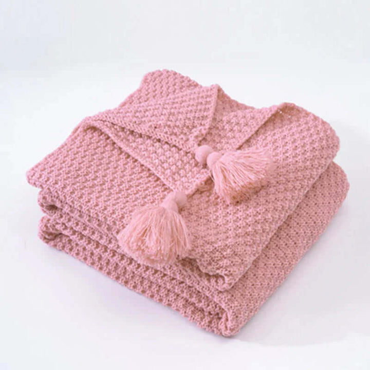Couverture tricotée douillette à franges - couverture en laine douce