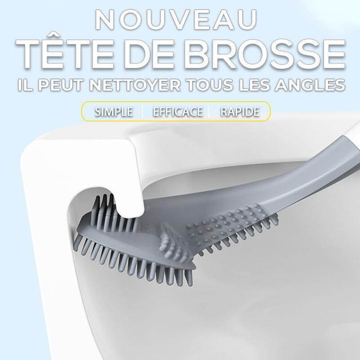 Brosse de toilette en silicone avec manche long