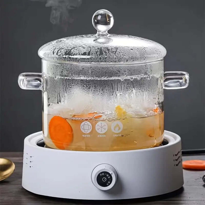 Glaskochtopf mit Temperaturkontrolle