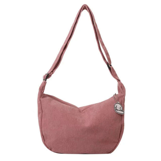 Sac à bandoulière en velours côtelé pour femme