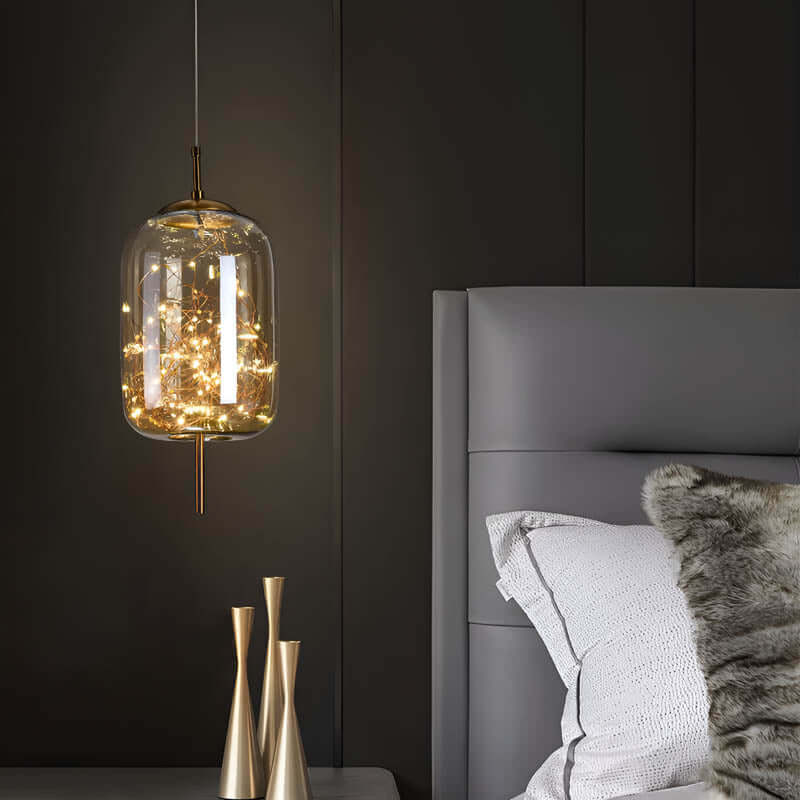 Elegante Braune Glas Pendelleuchte