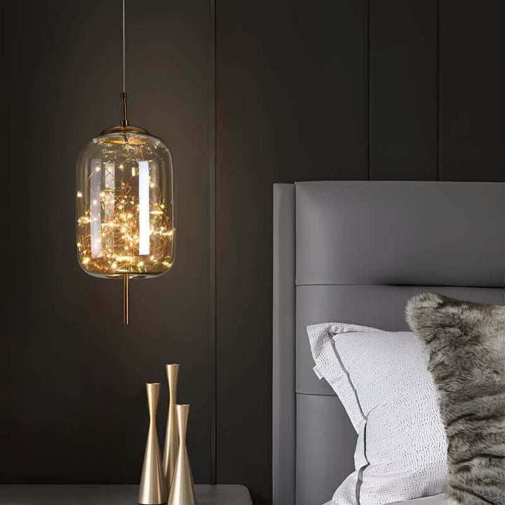 Elegante Braune Glas Pendelleuchte