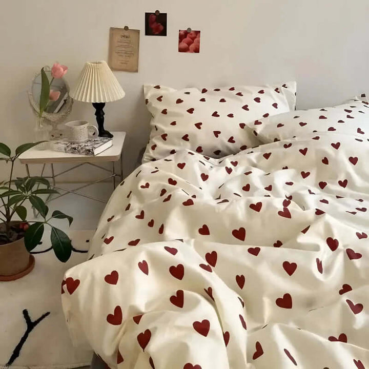 Parure de lit romantique en forme de cœur - confort douillet