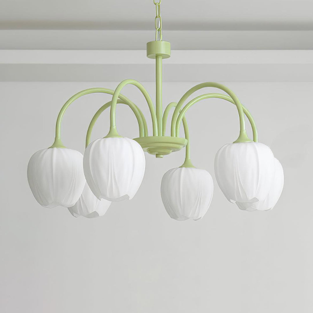 Tulpen-Matcha-Kronleuchter - 5-8 Leuchten
