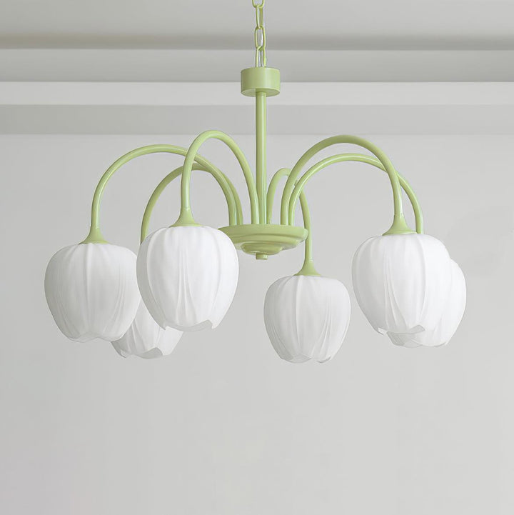 Tulpen-Matcha-Kronleuchter - 5-8 Leuchten