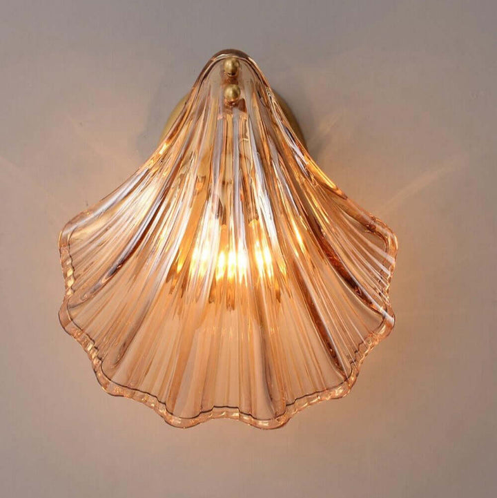 Muschel Wandleuchte aus Messing & Glas