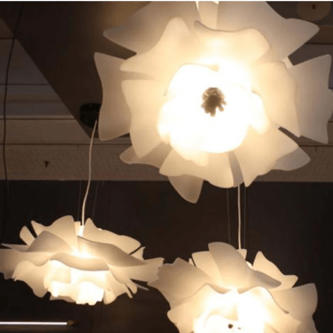 Moderne Hängelampe Blume Weiß Metall