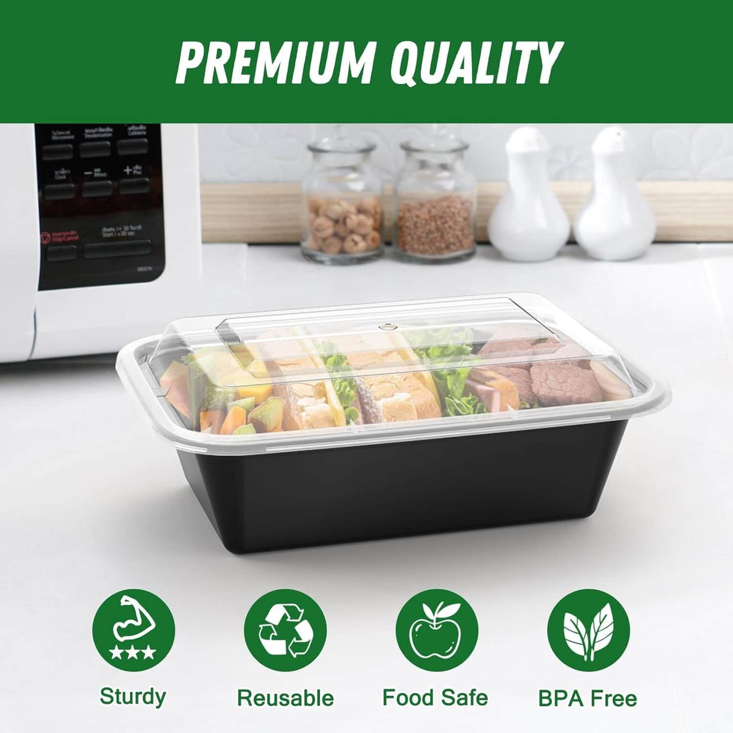 50 contenants réutilisables pour la préparation des repas 700 ml
