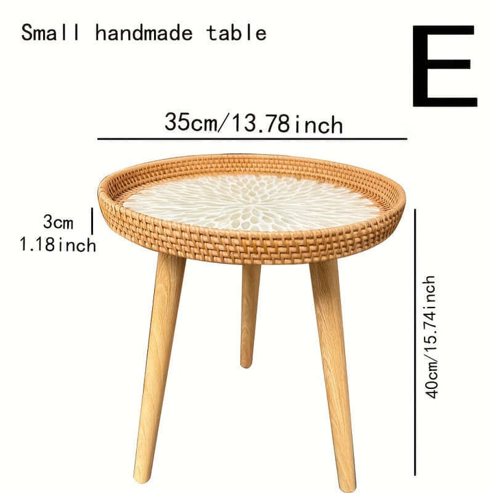 Table d'appoint ronde en rotin - bois naturel