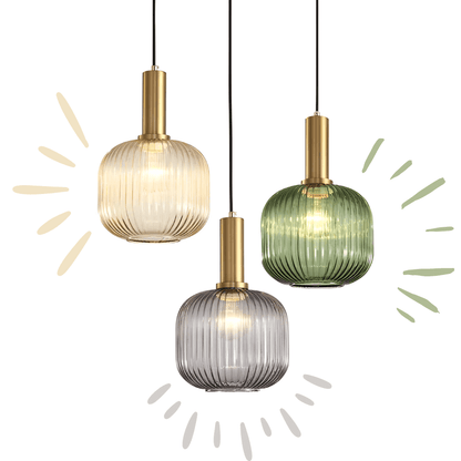 Lampe à suspension rétro en verre coloré
