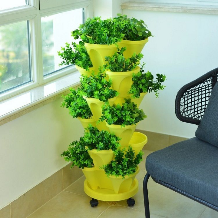 "6-Layer Vertikaler Pflanzturm: Platzsparender Turm für Blumen, Kräuter und Gemüse im modernen Design"