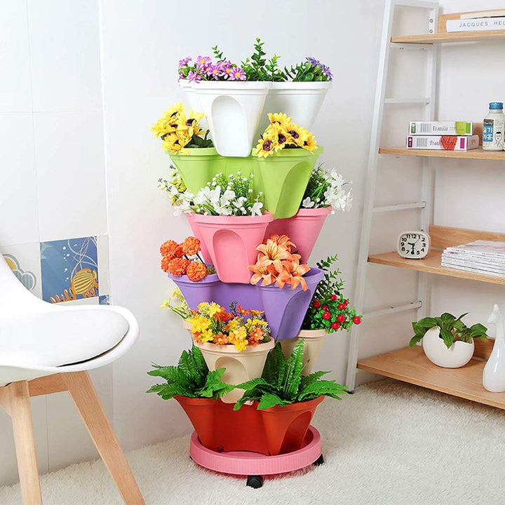 "6-Layer Vertikaler Pflanzturm: Platzsparender Turm für Blumen, Kräuter und Gemüse im modernen Design"