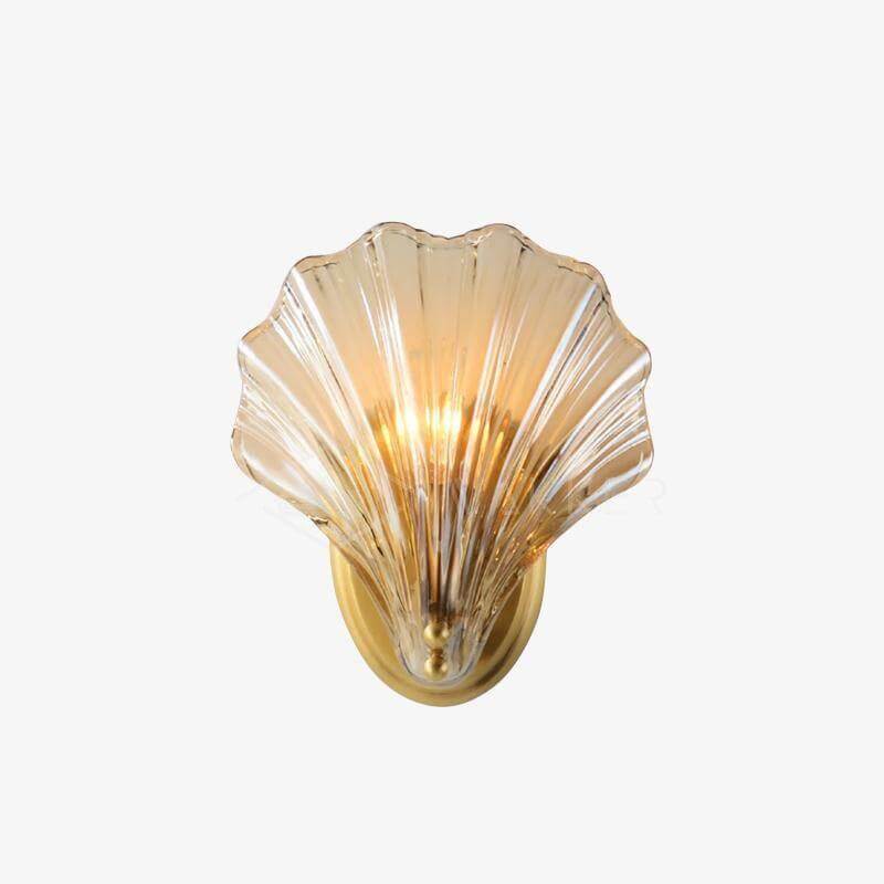 Muschel Wandleuchte aus Messing & Glas