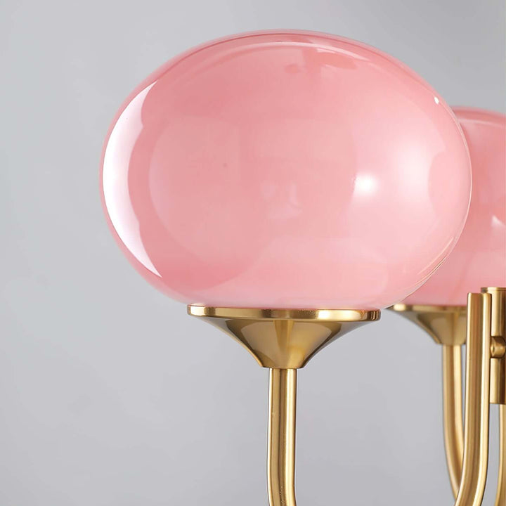 Moderner Kronleuchter mit Rosa Glasschirmen