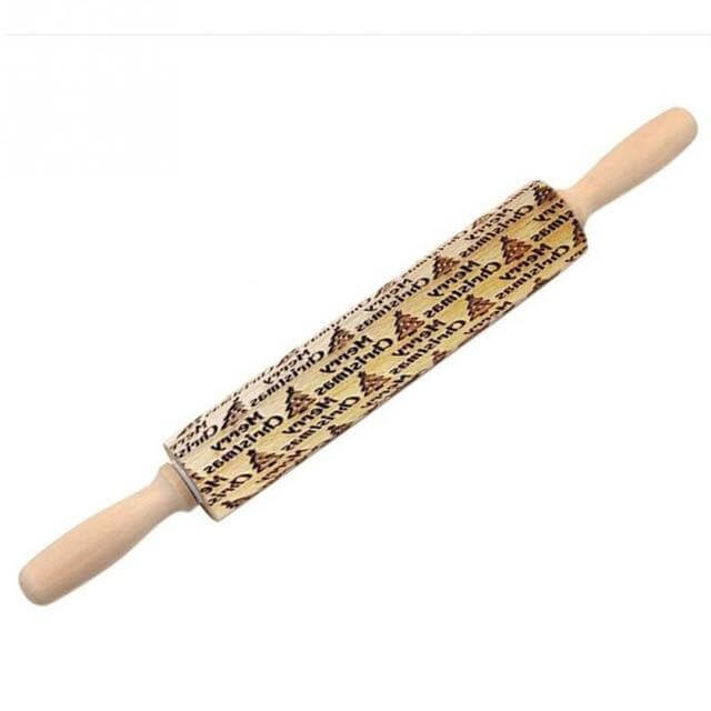 Rouleau à pâtisserie gaufré - bois - 43 cm