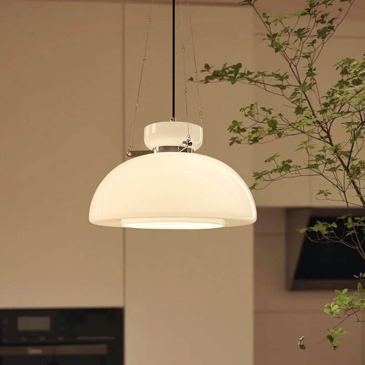 Milchige LED Pendelleuchte Modern Glas 40cm