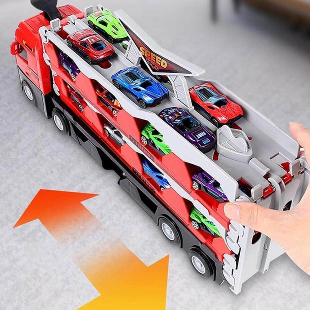 Kinder-Spielzeugtransporter mit Anhänger & Autos