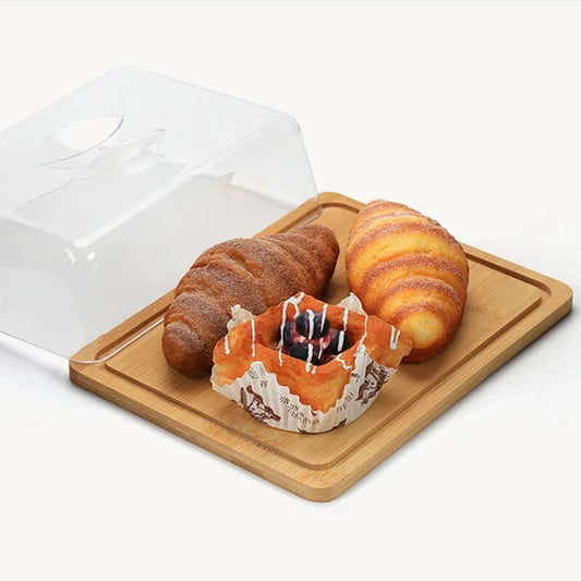 Plat à fromage et à beurre rectangulaire avec planche en bambou