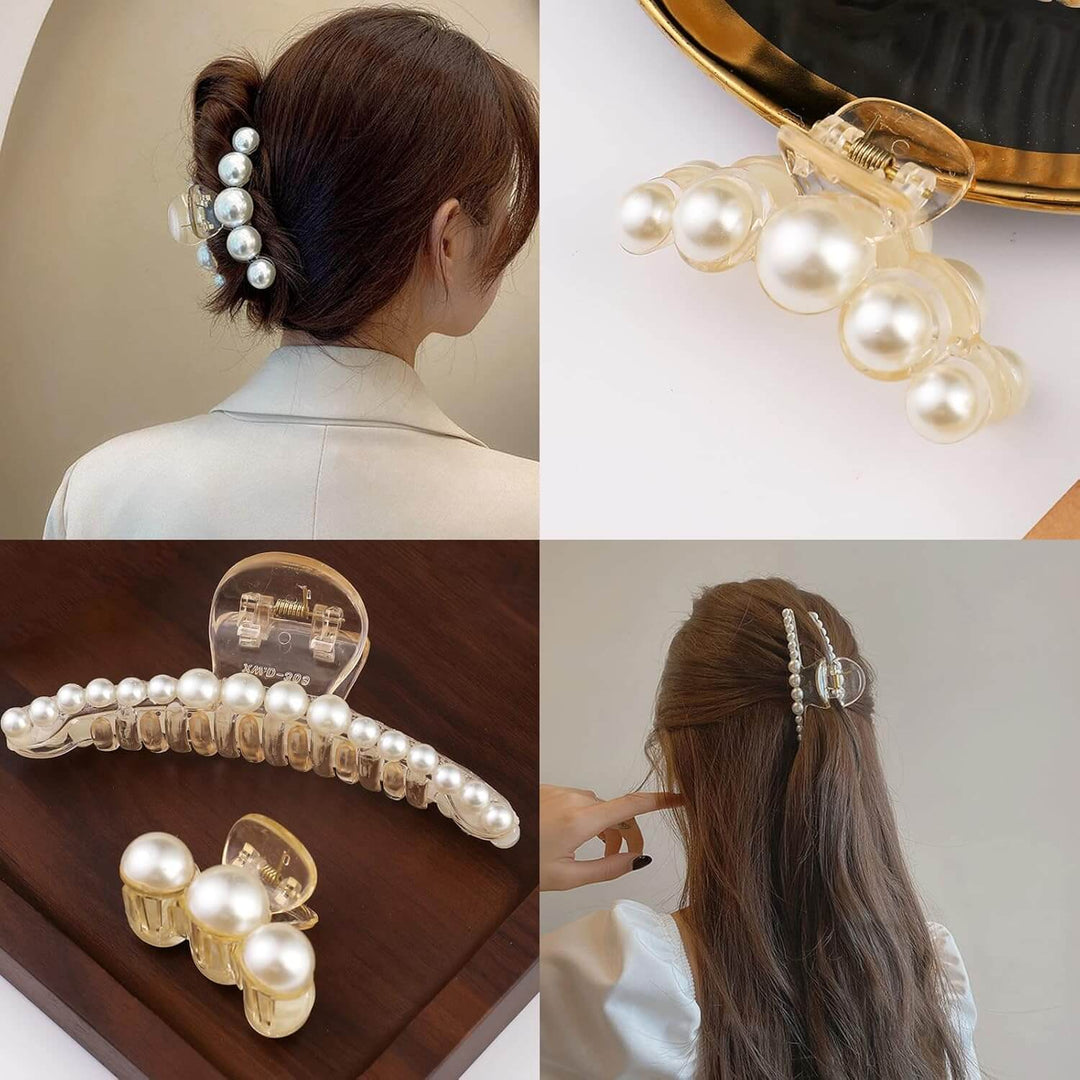 Elegante Perlen-Haarklammern 4er-Set