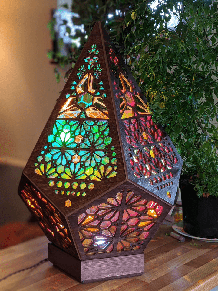 LED Tischlampe Glas-in-Block Design Sternhimmel