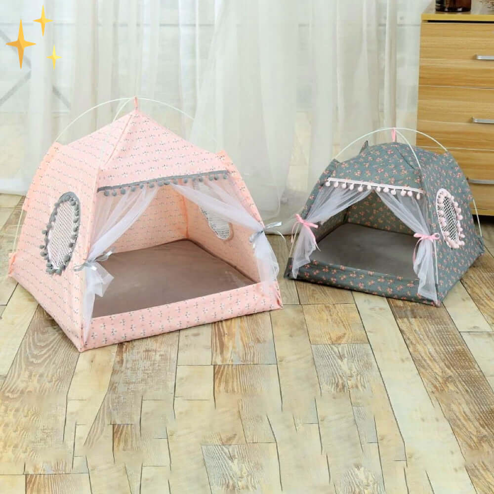 Tente confortable pour animaux de compagnie avec rideaux