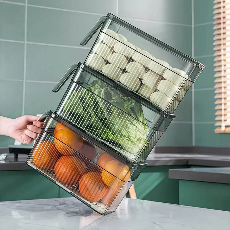 Boîte de rangement pour réfrigérateur - Empilable, transparente