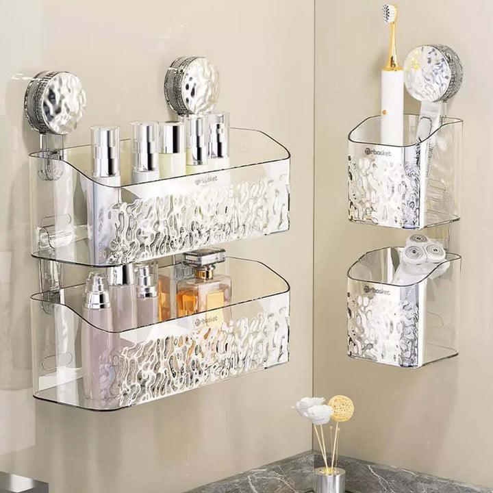 Étagère de salle de bain avec ventouses - gain de place