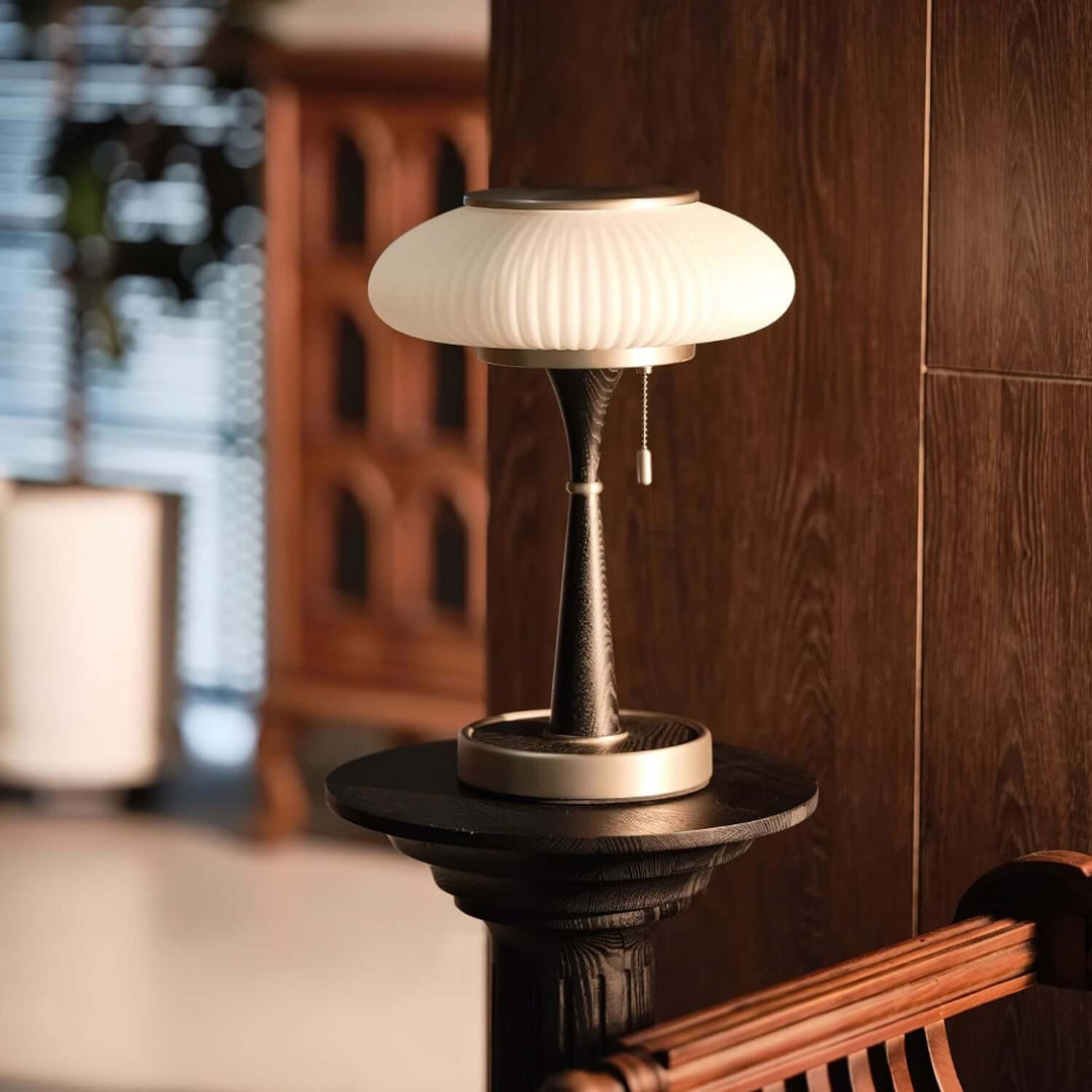Designer Tischlampe Modern Holz & Metall 36cm