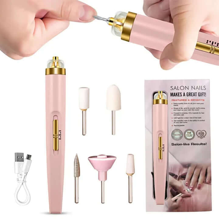 Appareil électrique de soin des ongles 5 en 1 - Kit de manucure avec lumière LED