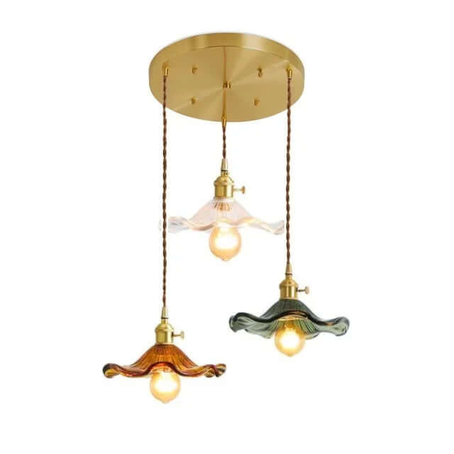 LED-Hängeleuchte, Buntglas & Kupfer - Modernes Design