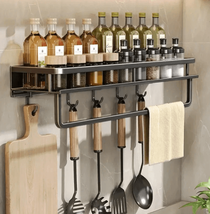 Étagère de cuisine noire - étagère murale moderne