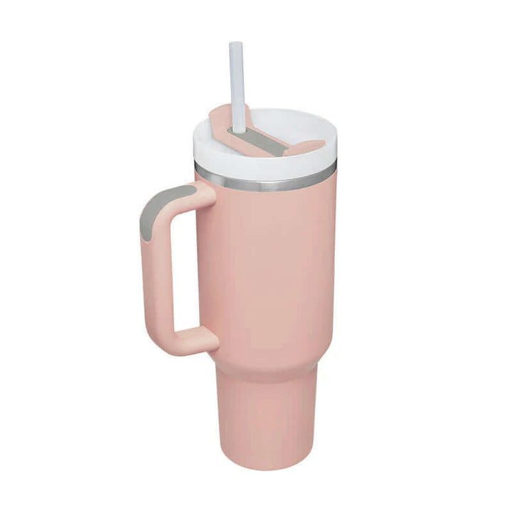 Isolierbecher mit Griff & Strohhalm - Kaffeebecher & Wasserflasche