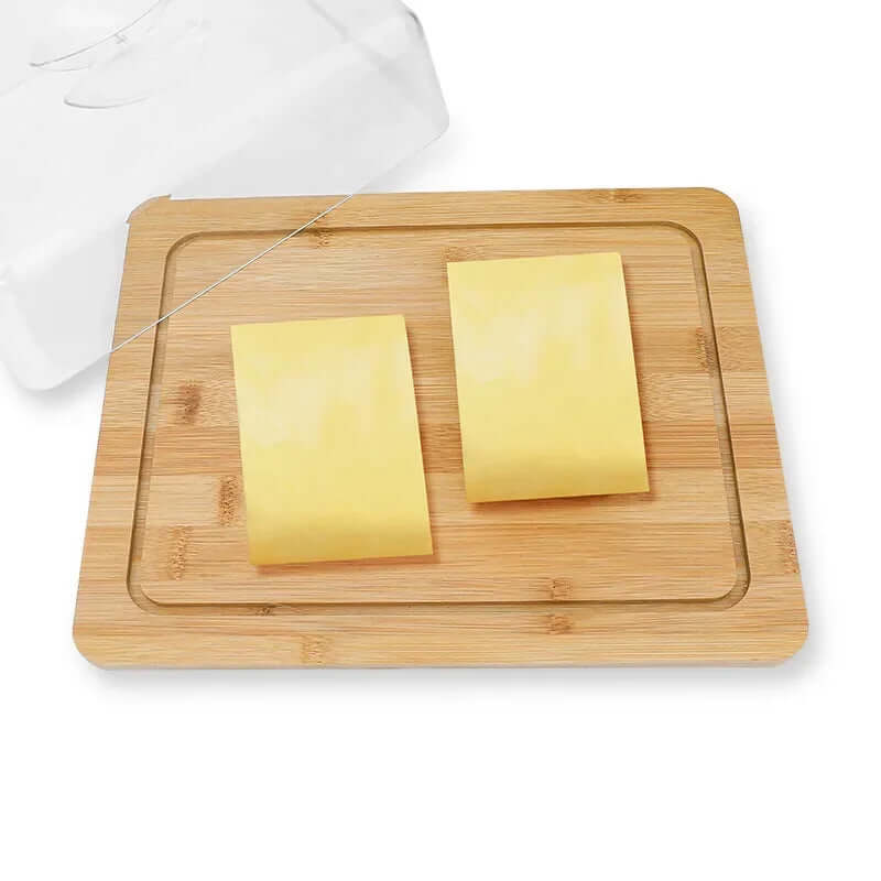 Rechteckige Käse & Butterdose mit Bambusbrett