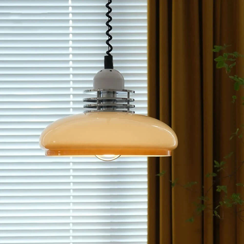 Orange Bauhaus Glas Hängeleuchte