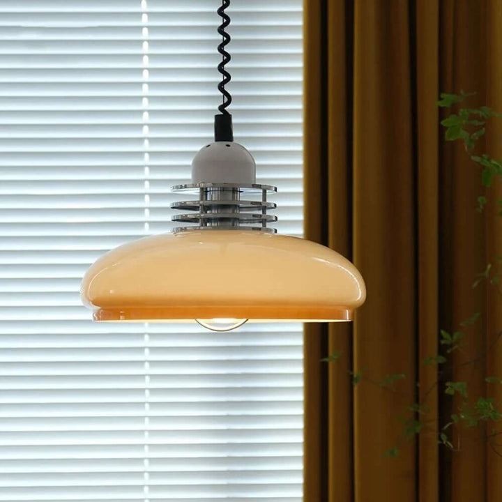 Orange Bauhaus Glas Hängeleuchte