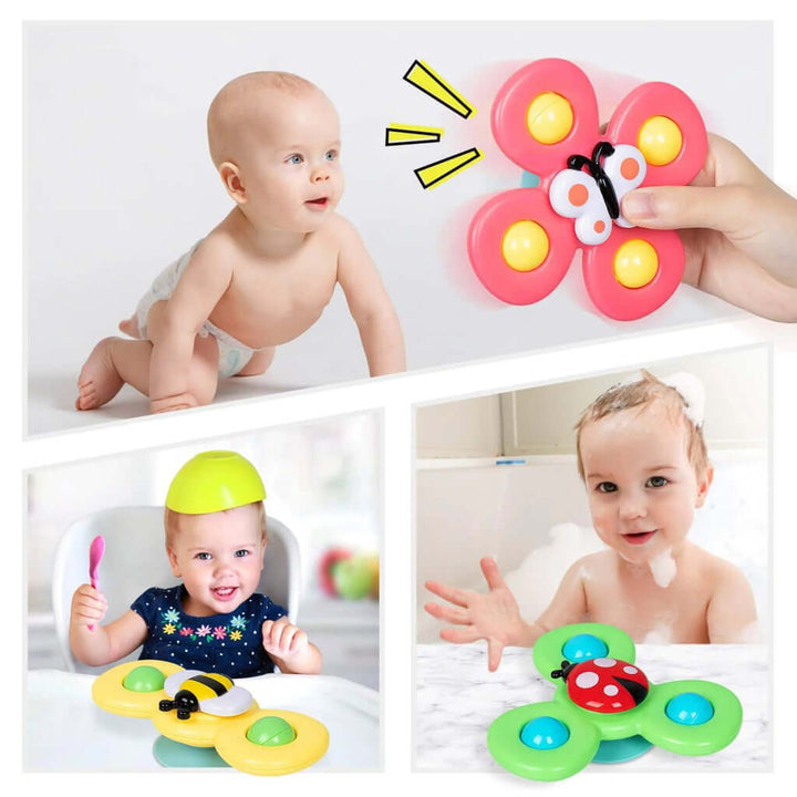 3er Set Saugnapf-Spinner - Spielspaß für unterwegs