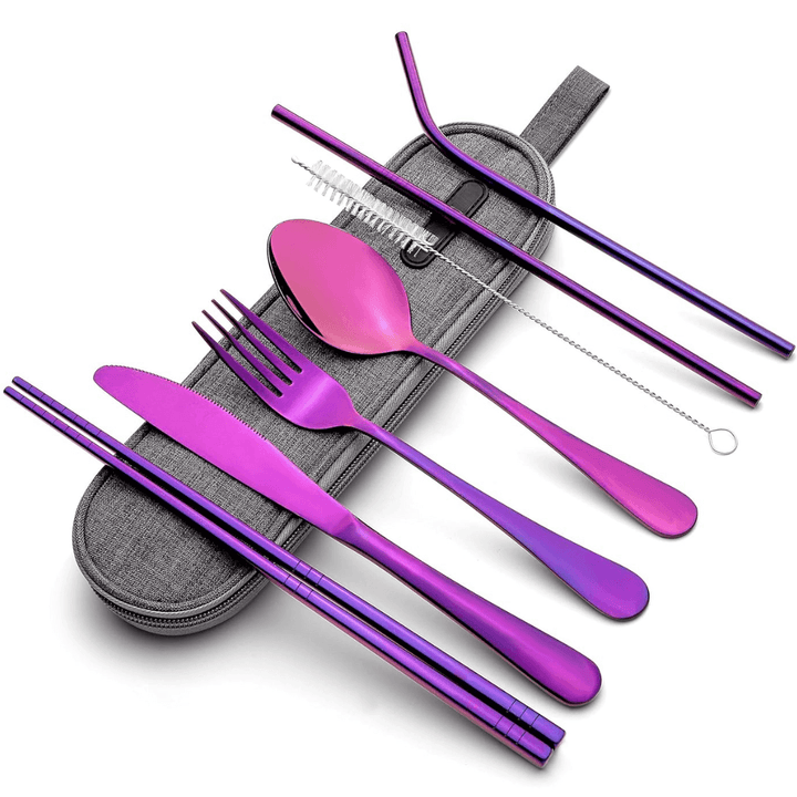 Ensemble de couverts portables en acier inoxydable - compagnon de voyage
