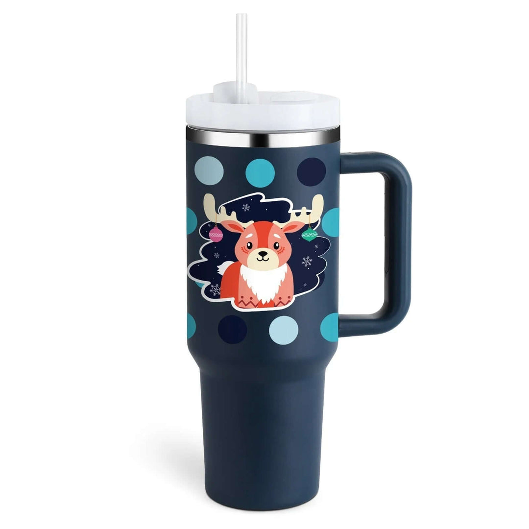 Isolierbecher mit Griff & Strohhalm - Kaffeebecher & Wasserflasche