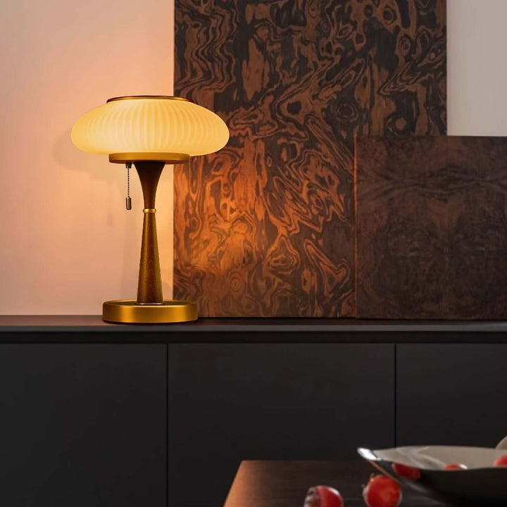 Designer Tischlampe Modern Holz & Metall 36cm