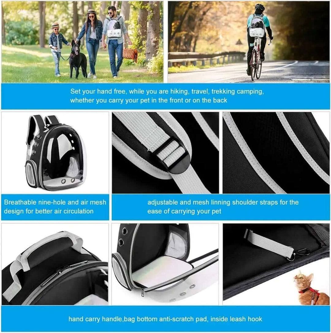 Sac à dos de transport transparent pour animaux de compagnie